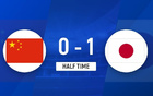 半場戰(zhàn)罷，帥惟浩錯(cuò)失良機(jī)，國少隊(duì)0-1落后日本隊(duì)。